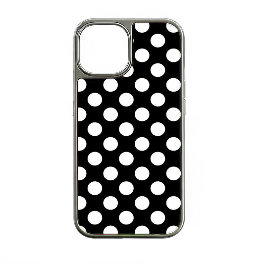 Holographic Chrome Polka Dot Phone Case - Classic Black & White Design