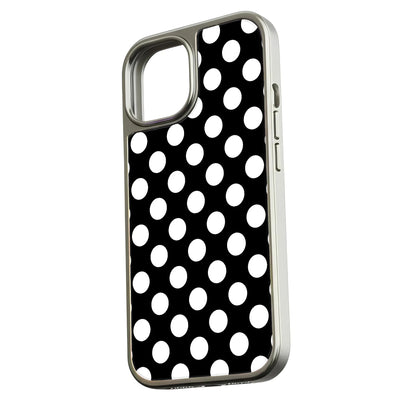 Holographic Chrome Polka Dot Phone Case - Classic Black & White Design