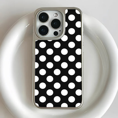 Holographic Chrome Polka Dot Phone Case - Classic Black & White Design