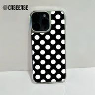 Holographic Chrome Polka Dot Phone Case - Classic Black & White Design