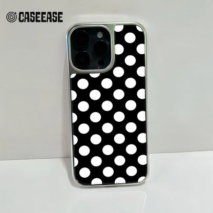 Holographic Chrome Polka Dot Phone Case - Classic Black & White Design