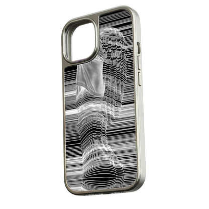 Holographic Chrome Phone Case for iPhone 14 Pro - Striped Illusion Design