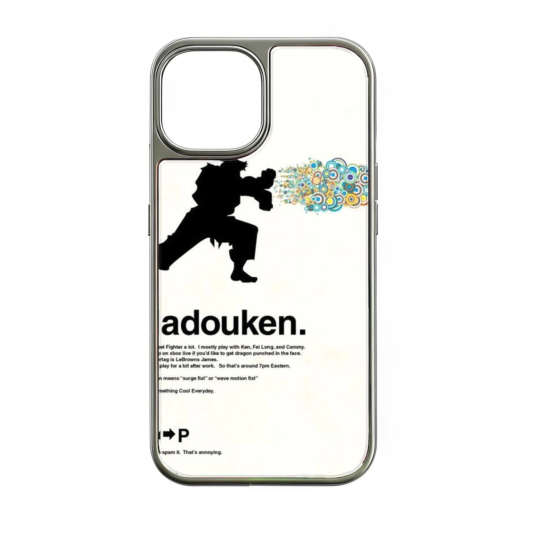 Funda holográfica cromada Adouken para teléfono - Diseño artístico de videojuegos