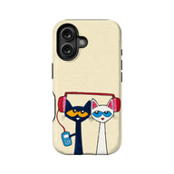 Cute Cat Phone Case with Headphones