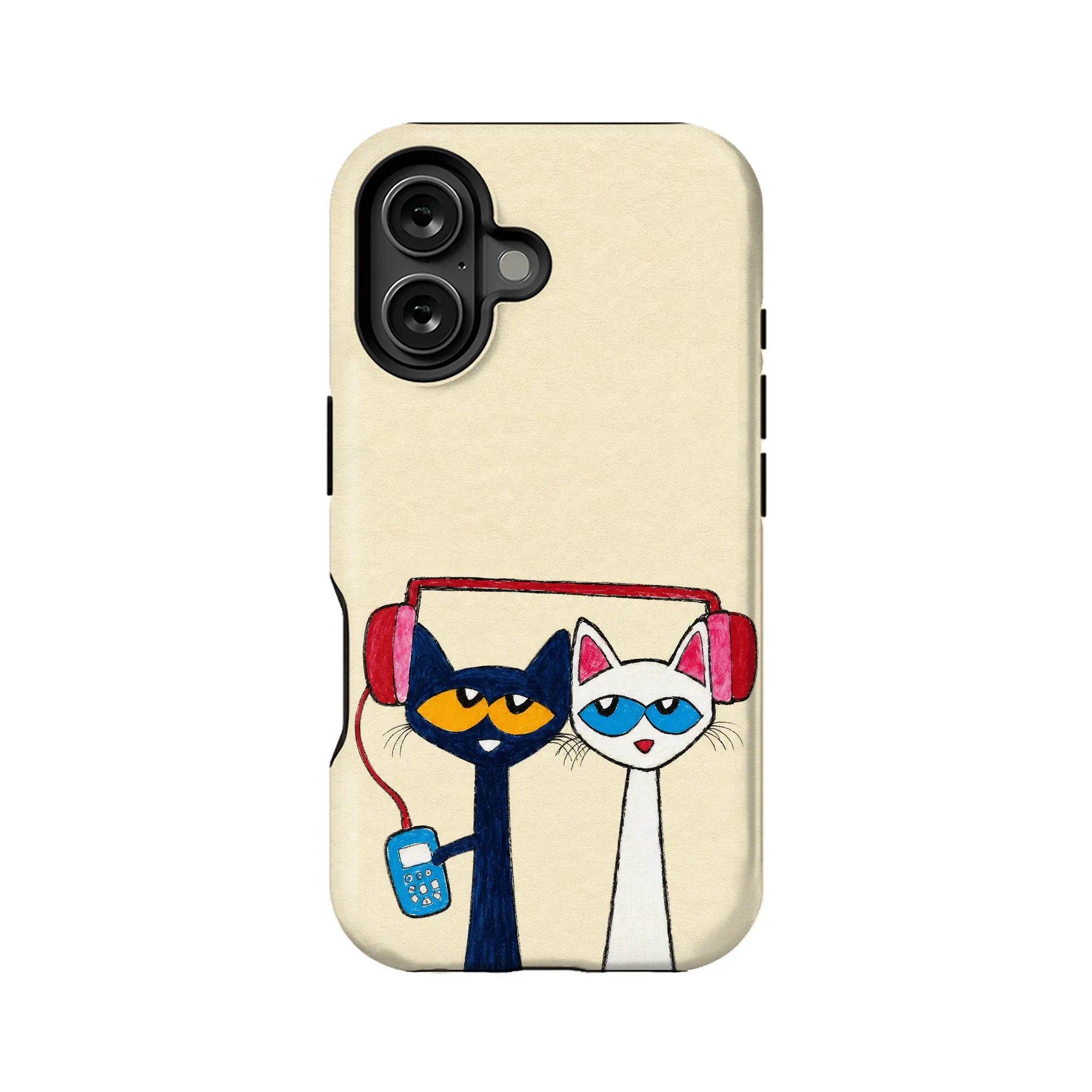Cute Cat Phone Case with Headphones