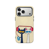 Cute Cat Phone Case with Headphones