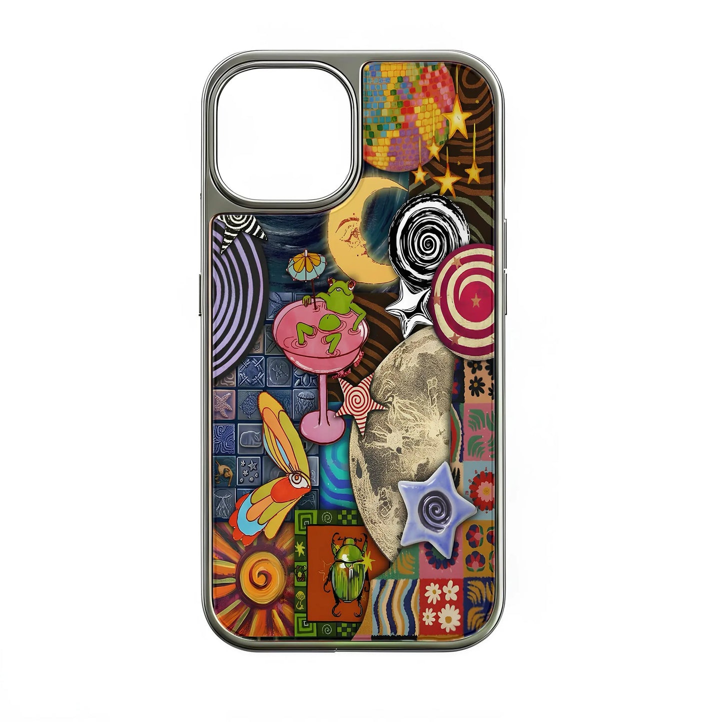 Holographic Chrome Phone Case - Colorful Funky Patterns
