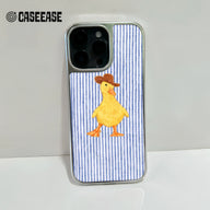 Holographic Chrome Duck Phone Case - Playful Cowboy Design