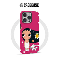Cute Girl and Dog Pink Phone Case