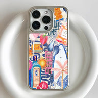 Holographic Chrome Summer Vibes Phone Case - Colorful Beach & Cocktail Art