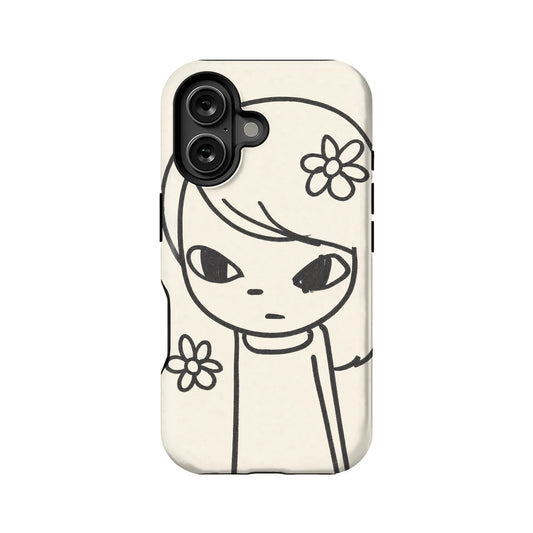Artistic Girl Phone Case with Flower Design