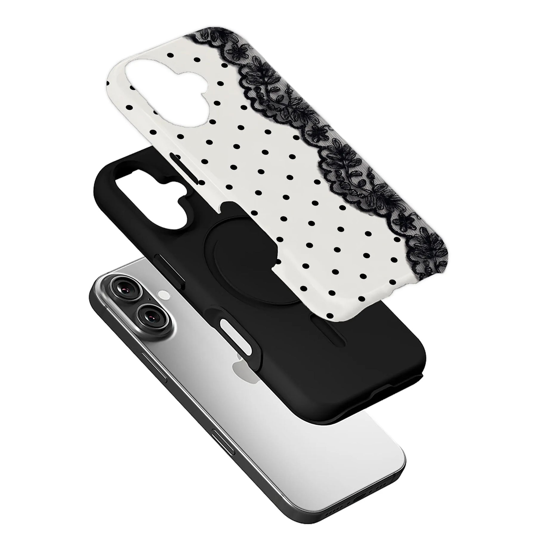 Elegant Polka Dot and Lace Phone Case