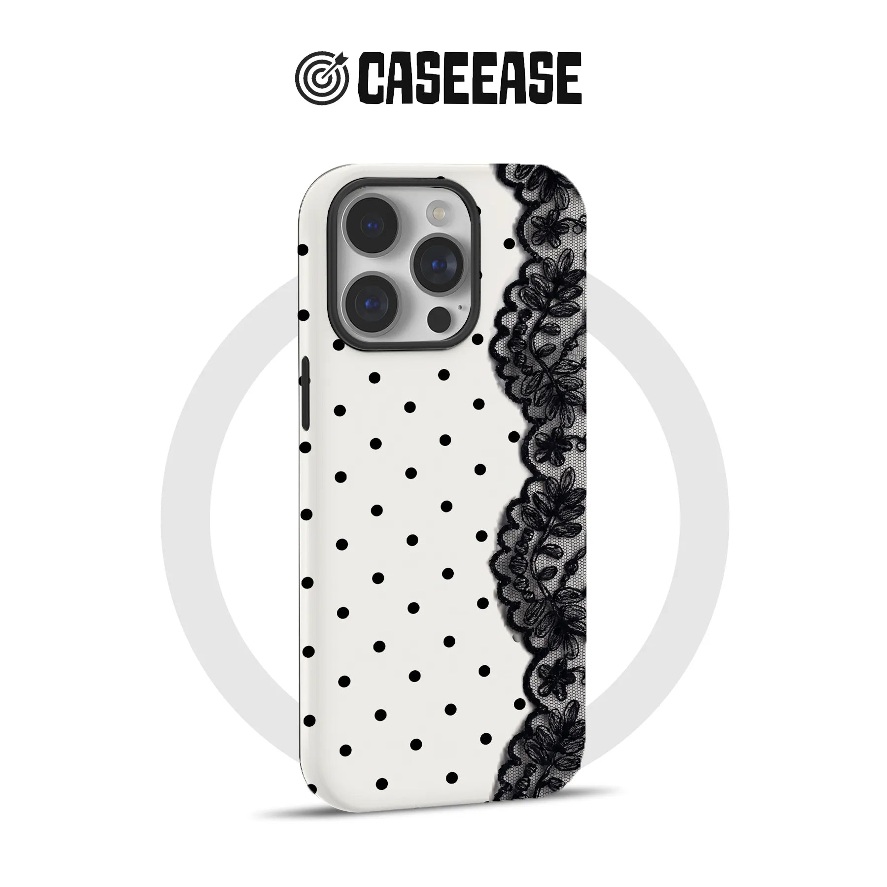 Elegant Polka Dot and Lace Phone Case