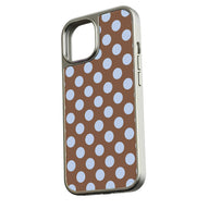 Holographic Chrome Polka Dot Phone Case - Stylish Blue Dots on Brown