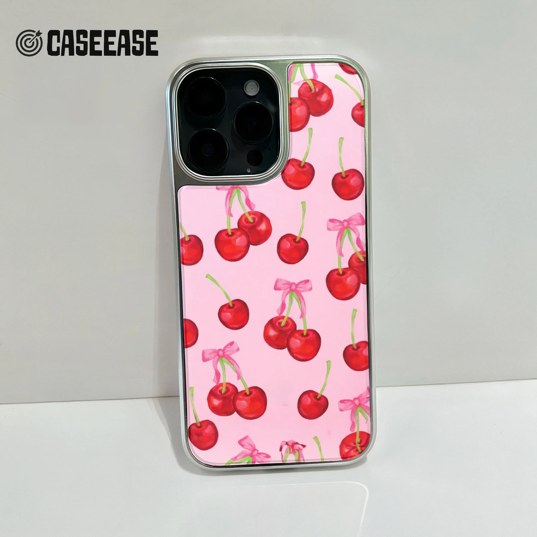 Cherry Blossom Phone Case - Vibrant Cherry Design on Soft Pink Background