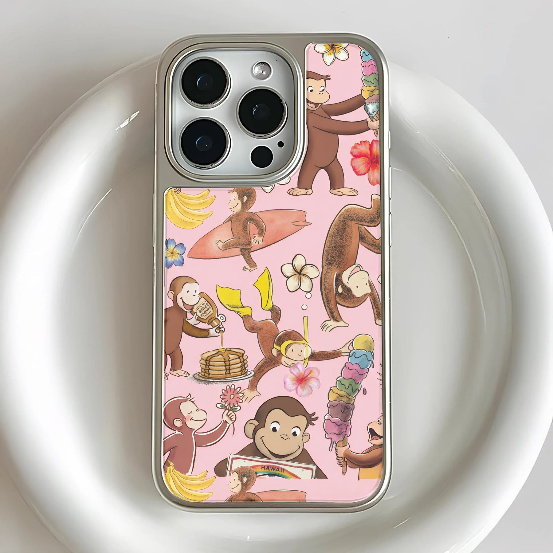 Holographic Chrome Curious Monkey Phone Case - Fun and Vibrant Design