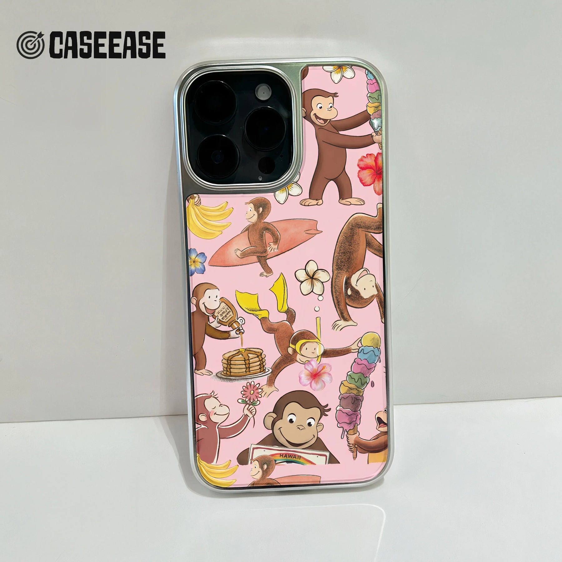 Holographic Chrome Curious Monkey Phone Case - Fun and Vibrant Design