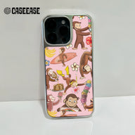 Holographic Chrome Curious Monkey Phone Case - Fun and Vibrant Design
