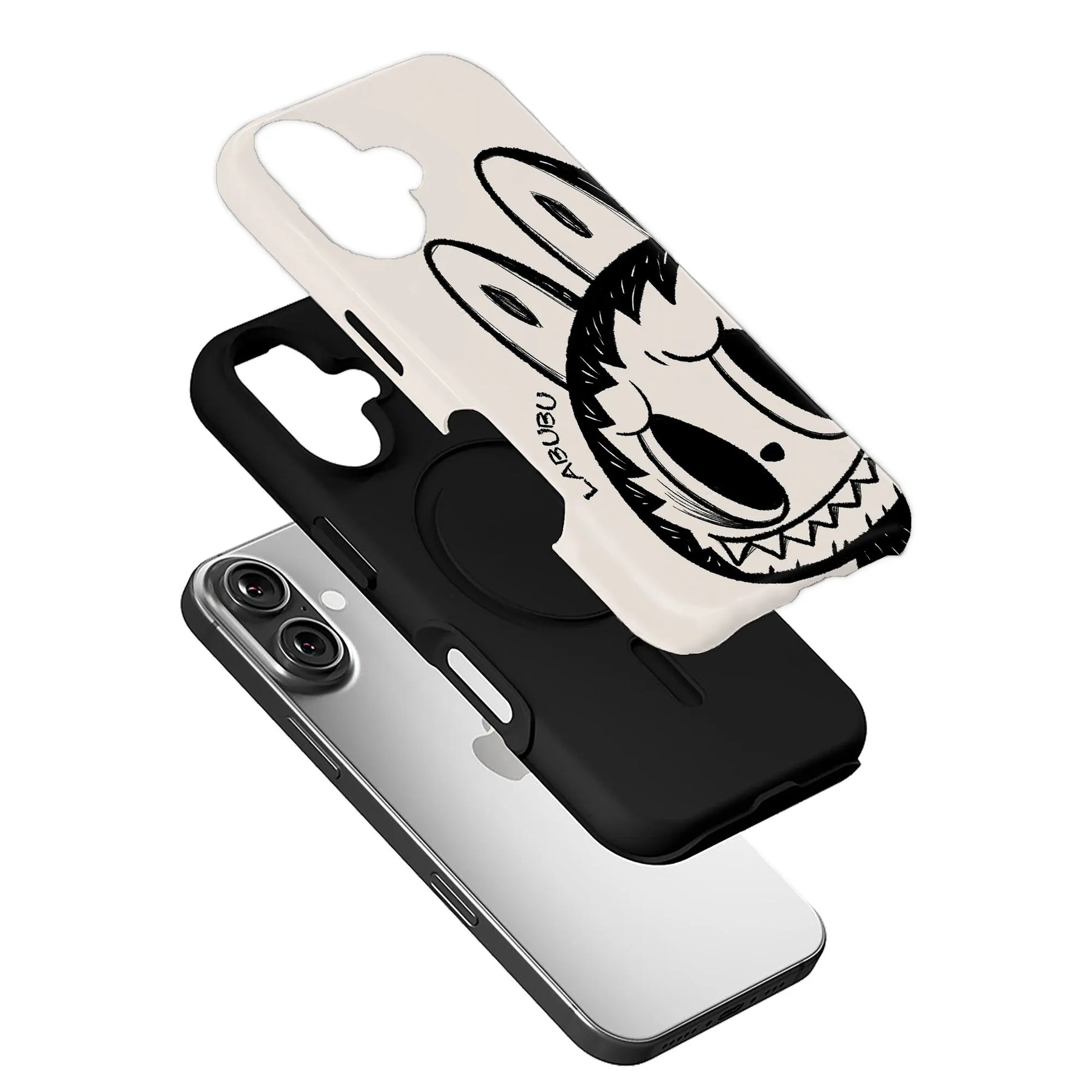 Cartoon Labubu Face Phone Case for iPhone