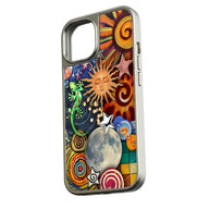 Funda holográfica cromada para teléfono: diseño celestial con colores vibrantes