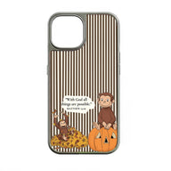 Funda holográfica cromada con diseño de mono curioso - Edición de otoño