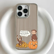 Funda holográfica cromada con diseño de mono curioso - Edición de otoño
