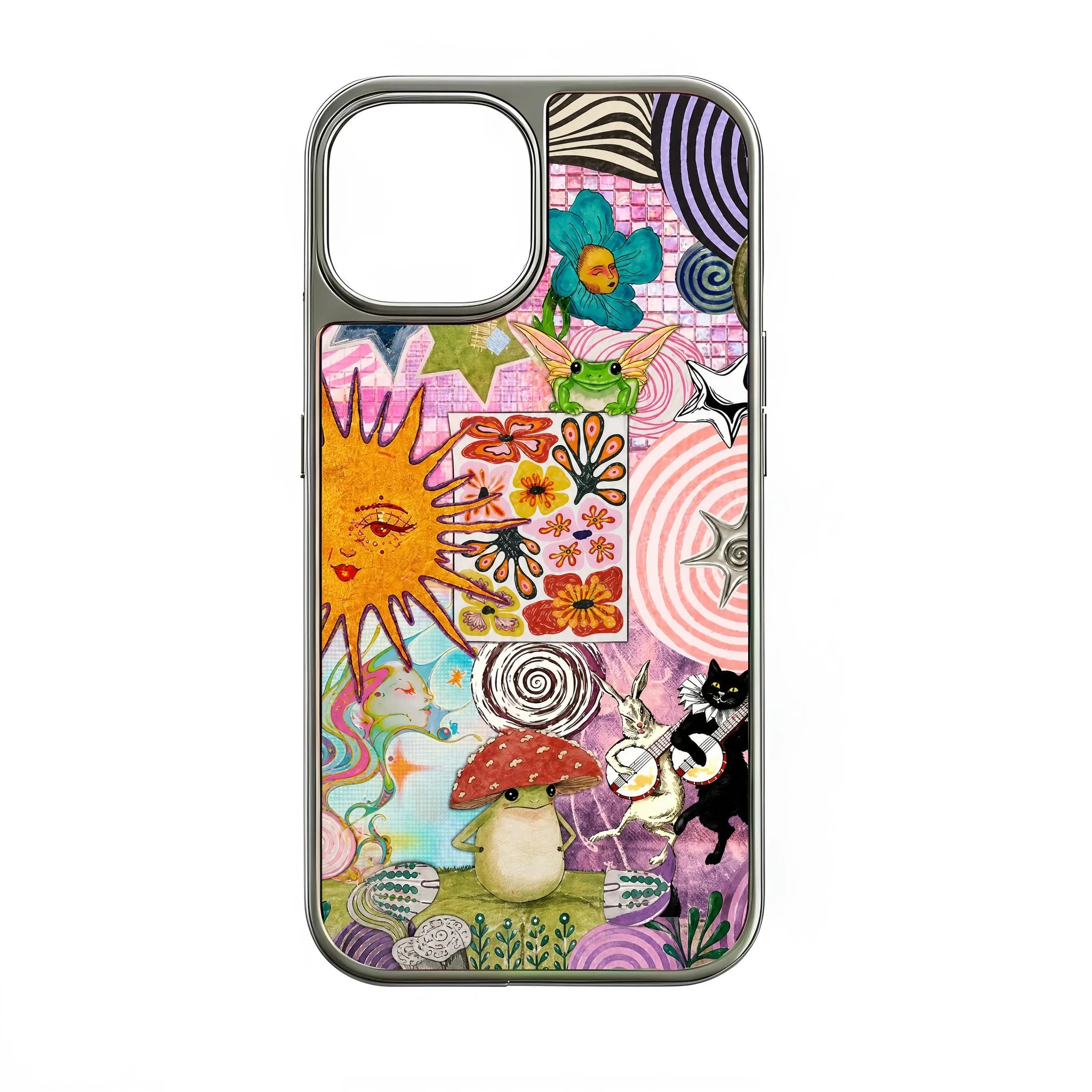Holographic Chrome Bohemian Phone Case - Colorful Art & Nature Inspired