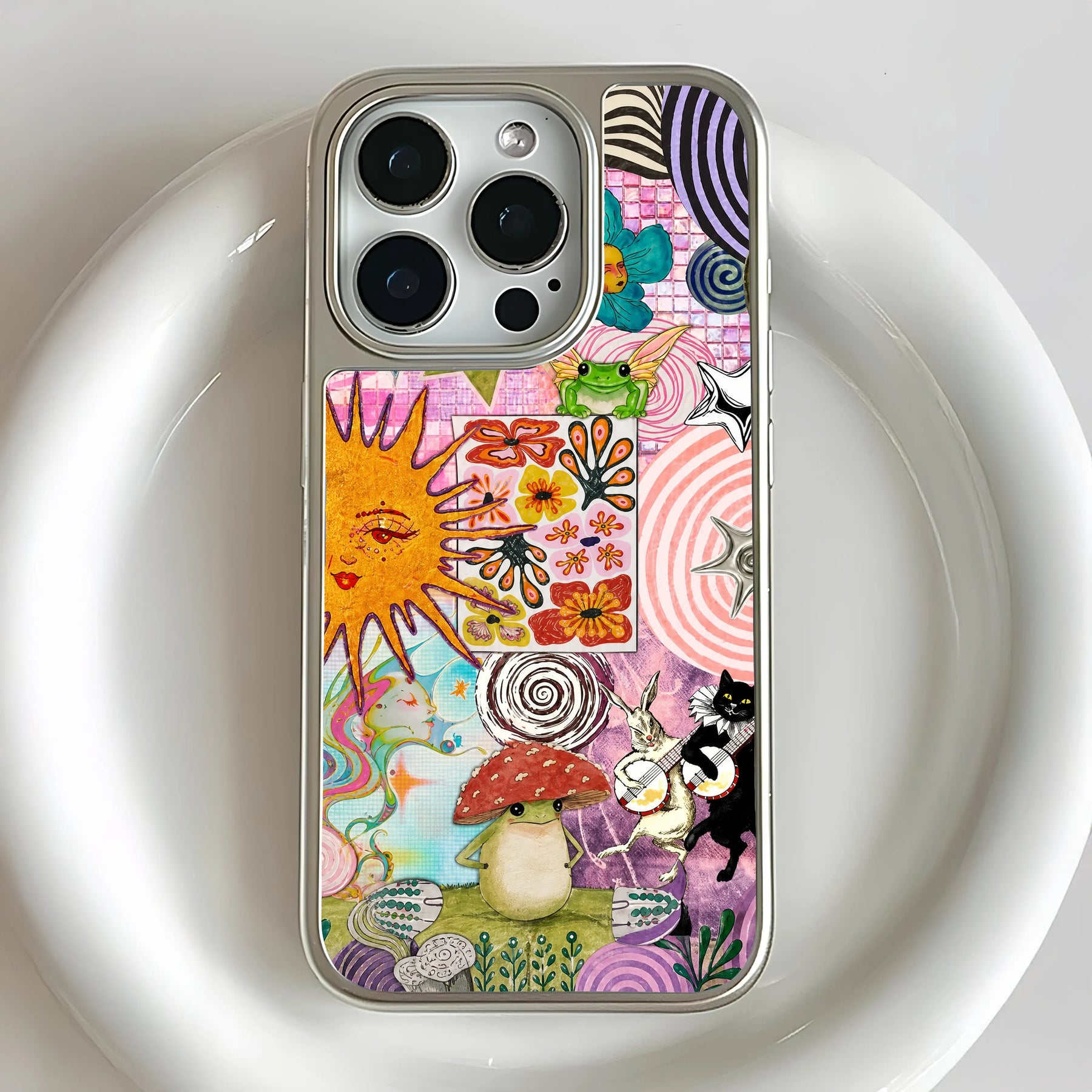 Holographic Chrome Bohemian Phone Case - Colorful Art & Nature Inspired