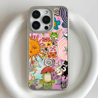 Holographic Chrome Bohemian Phone Case - Colorful Art & Nature Inspired