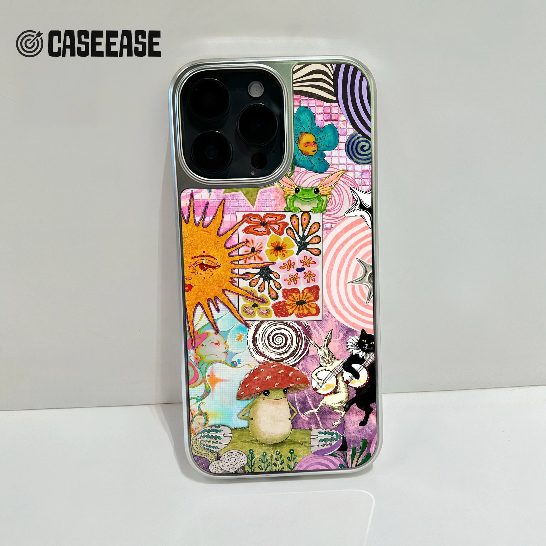 Holographic Chrome Bohemian Phone Case - Colorful Art & Nature Inspired