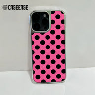 Polka Dot Holographic Chrome Phone Case - Pink and Black Design
