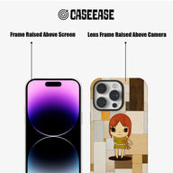 Caseease phone case front and back showing raised black screen and camera frames