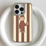 Funda holográfica cromada con diseño de mono curioso - Diseño caprichoso