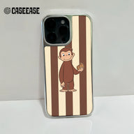 Funda holográfica cromada con diseño de mono curioso - Diseño caprichoso