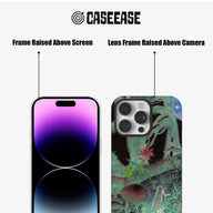 CASEEASE green fantasy phone case shown front and back with raised screen and camera frames