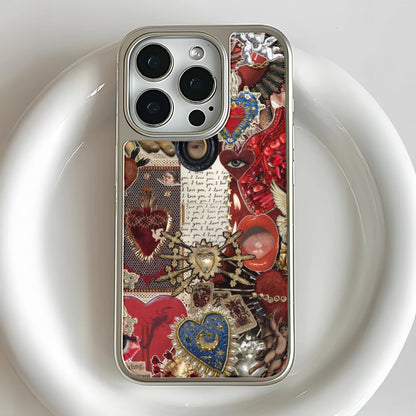 Holographic Chrome Phone Case - Heart Collage Design