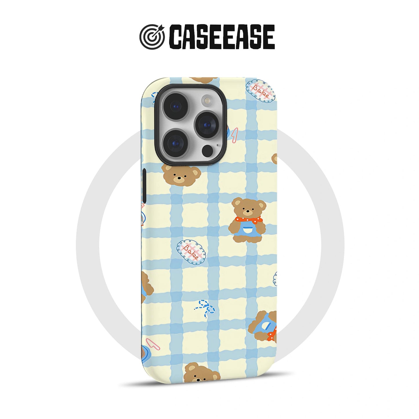 Gingham Teddy Bear Phone Case – Adorable Baby-Themed Design