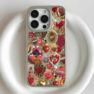 Holographic Chrome Heart Art Phone Case - Vibrant Heart Design
