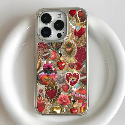 Holographic Chrome Heart Art Phone Case - Vibrant Heart Design