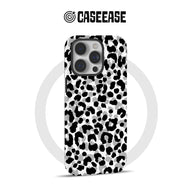 Black and gray leopard print plastic phone case rear view on CASEEASE product page
