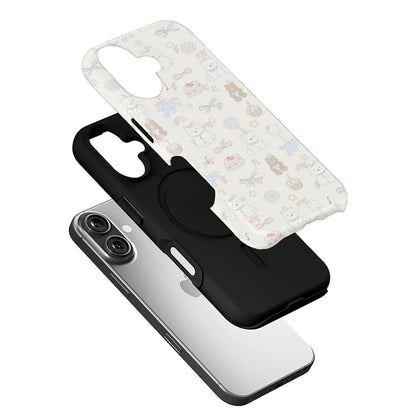 Cream Cartoon Phone Case – Adorable Cats, Bears, and Sweet Elements