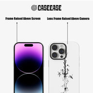 White phone case front and back showing raised screen and camera frames
