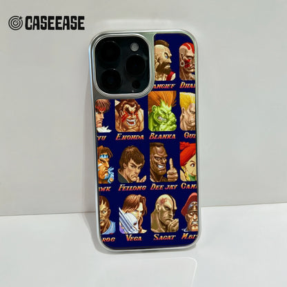 Holographic Chrome Street Fighter Phone Case - Retro Gaming Design