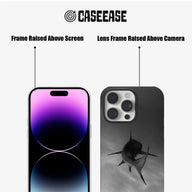 Black CASEEASE shark phone case front and back showing raised screen and camera frames