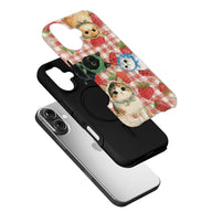 Bonita funda para teléfono con gato y fresa