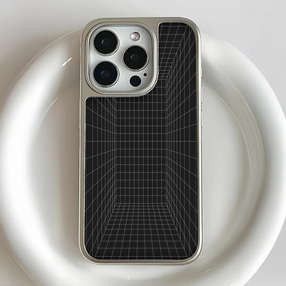 Holographic Chrome Phone Case for iPhone 15 Pro - 3D Grid Design