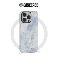 CASEEASE blue gray textured phone case shown from rear with camera cutout