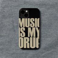 Funda para teléfono "La música es mi droga": diseño llamativo 
