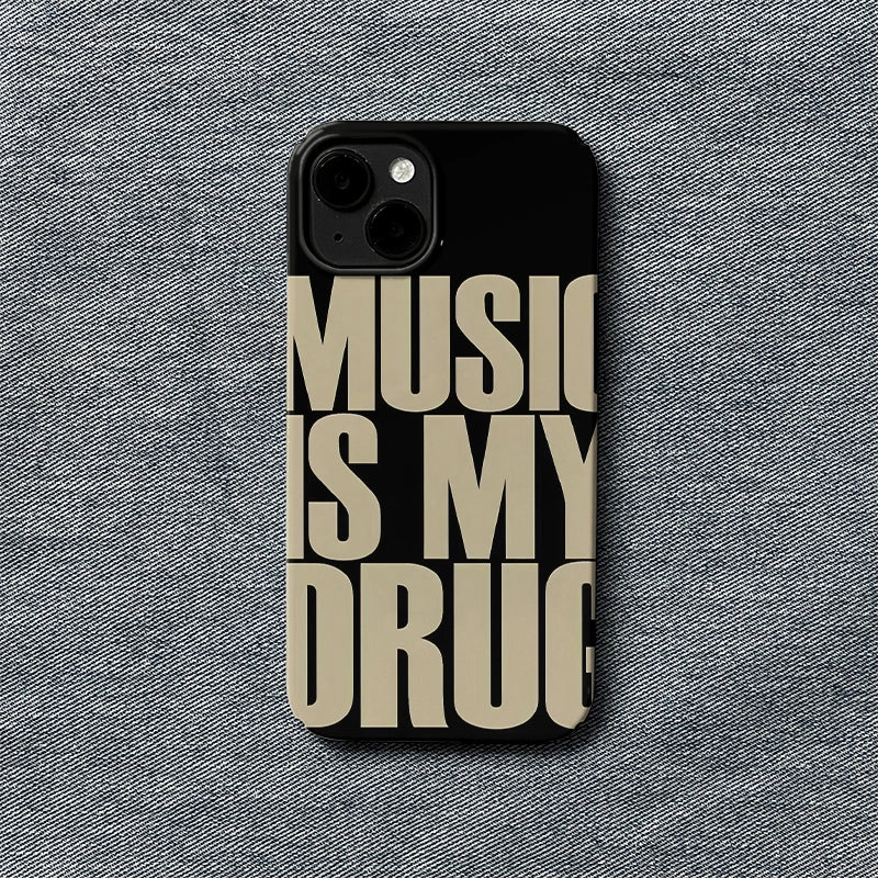 Funda para teléfono "La música es mi droga": diseño llamativo 