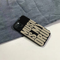 Funda para teléfono "La música es mi droga": diseño llamativo 